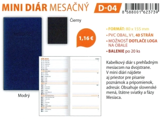 MINI DIÁR mesačný – D-04